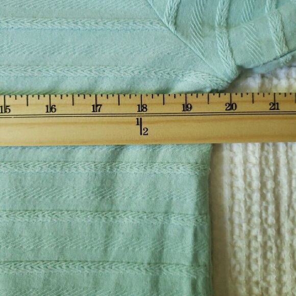 Talbots Stripe Top Square Neck 3/4 Sleeve Pullover Blouse Women's Size L FLAW - Picture 10 of 12